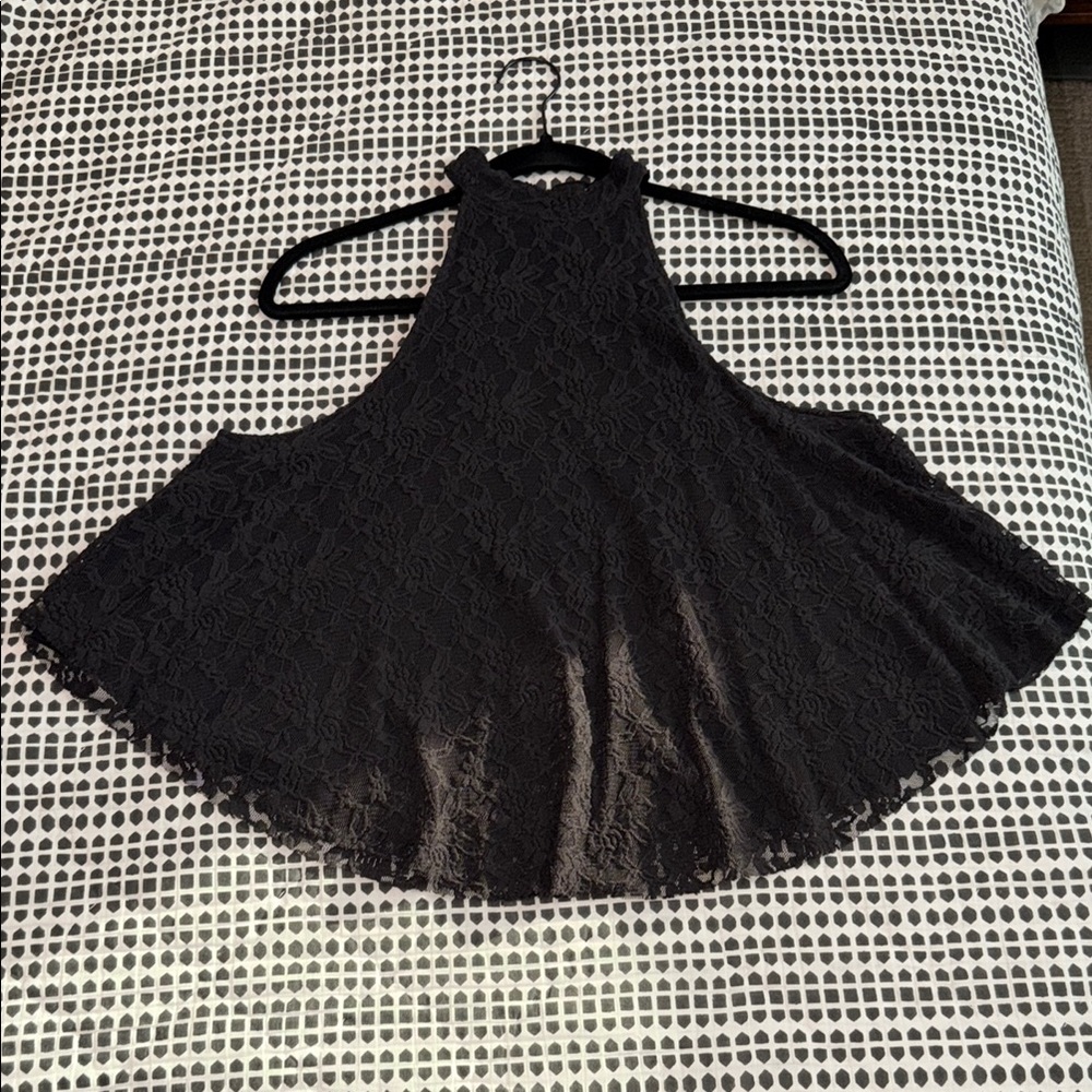 Black Lace Halter Top